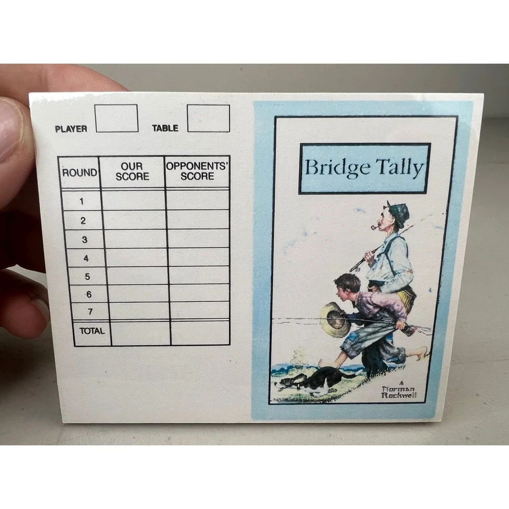 NEW Set of 2 Vintage Norman Rockwell Bridge Tally Cards Fishing Illustration